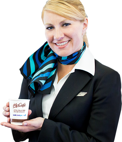 WESTJET Stewardess with McCafé Premium Roast Coffee